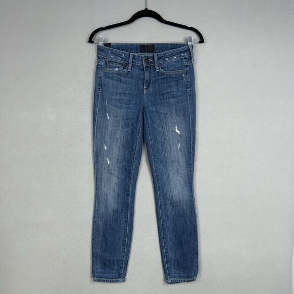 Vince Jeans Womens 24 Blue Distressed Dylan Skinny Wrecked Wash Classic Denim - Picture 1 of 16
